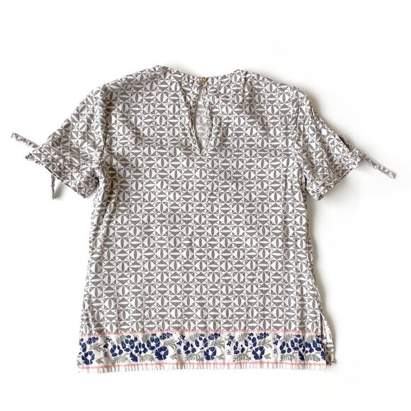 Ted Baker Laylei Blouse Womens 1 US 4 Short Sleeve Ties Geometric Floral Print - Picture 2 of 12
